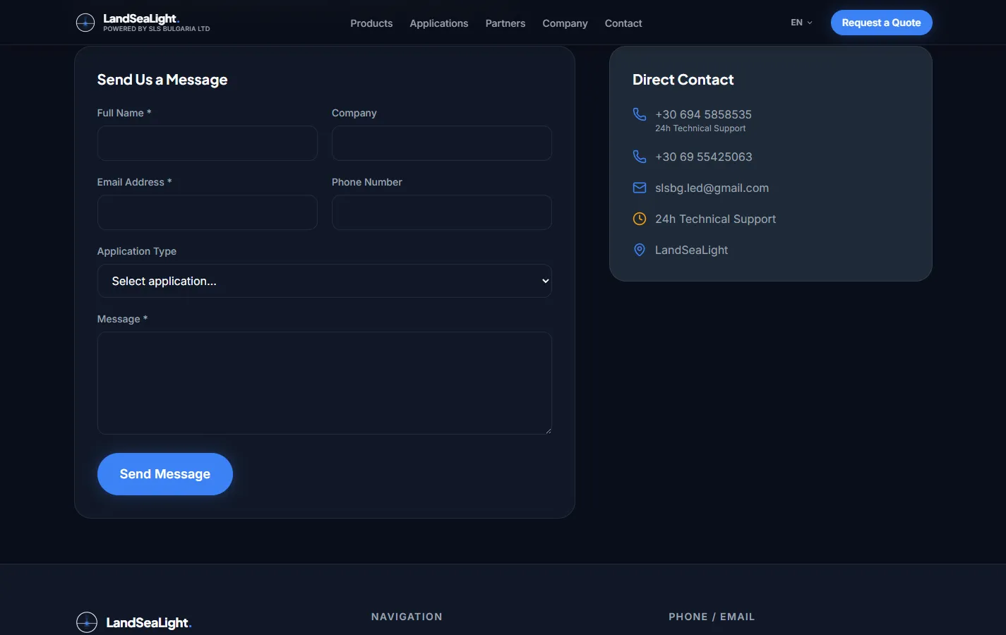 LandSeaLight — Lead generation through quote requests